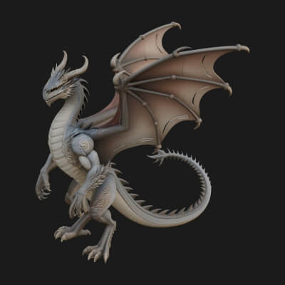 Winged Dragon Statue Design 27 3D Print Model