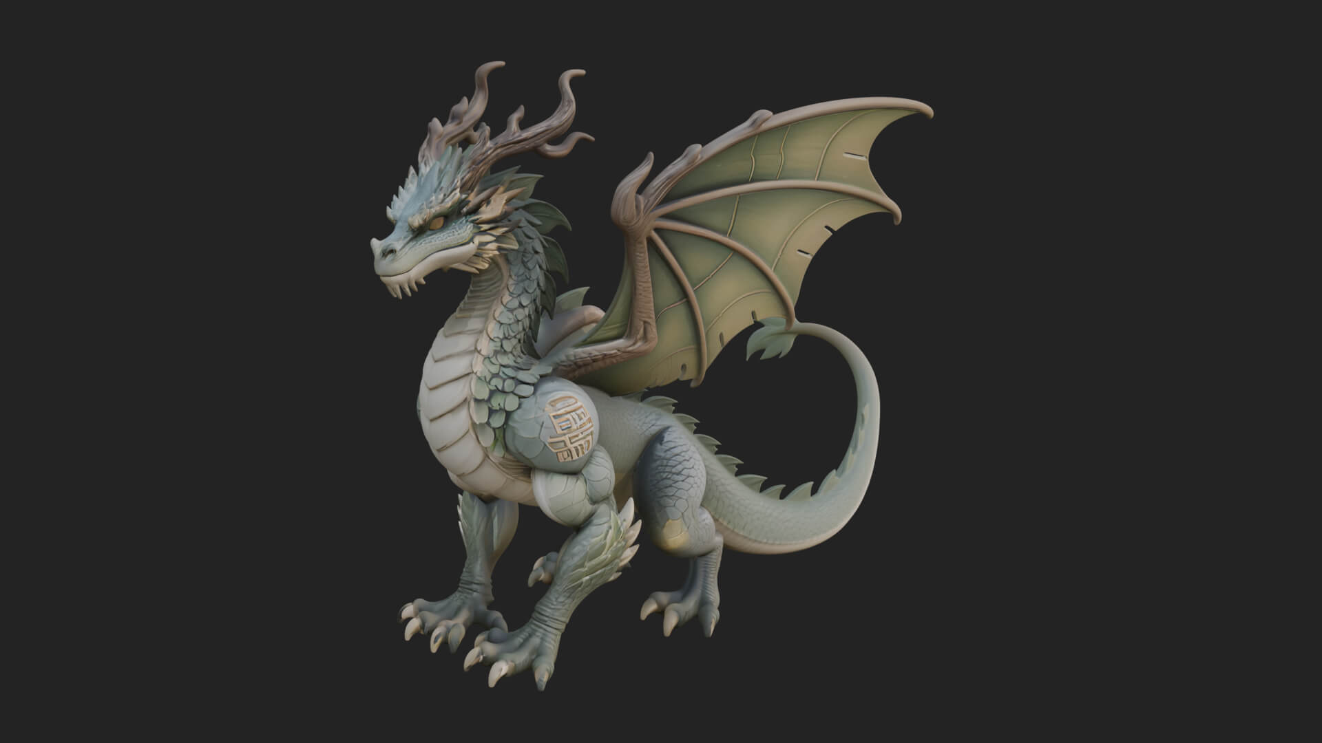 Winged Dragon Statue Design 28 3D Print Model 3D Model