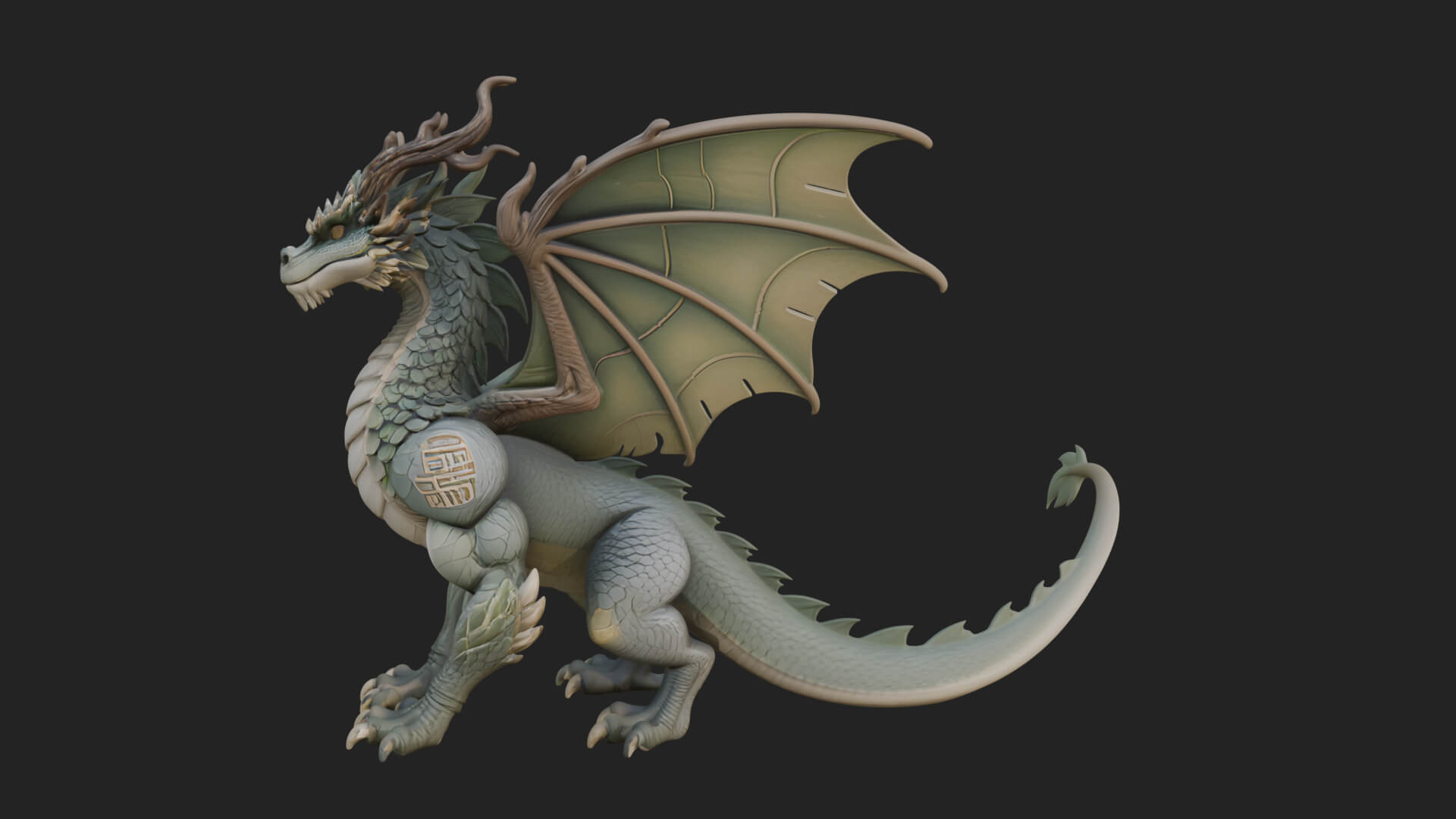 Winged Dragon Statue Design 28 3D Print Model 3D Model