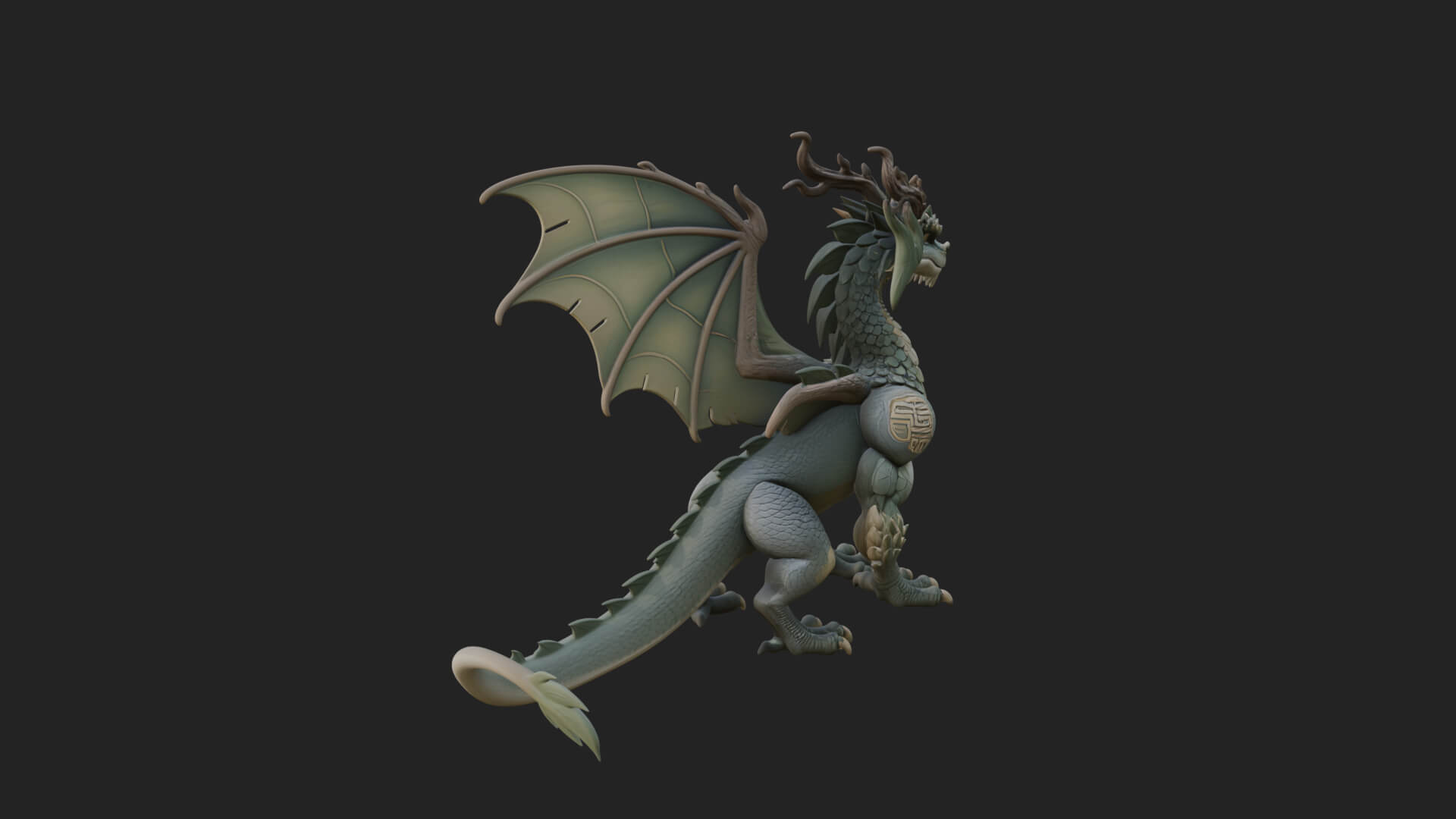 Winged Dragon Statue Design 28 3D Print Model 3D Model