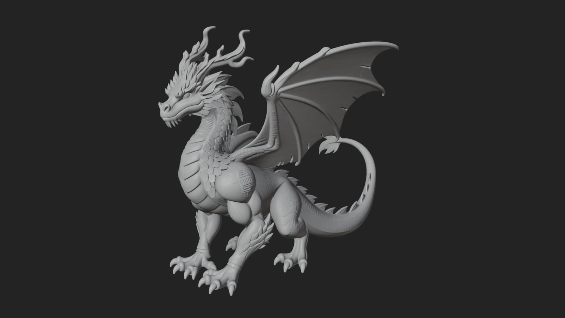 Winged Dragon Statue Design 28 3D Print Model 3D Model