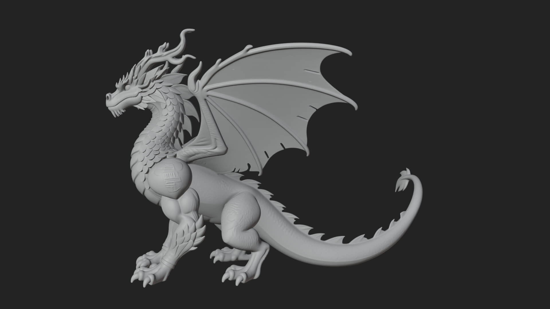 Winged Dragon Statue Design 28 3D Print Model 3D Model