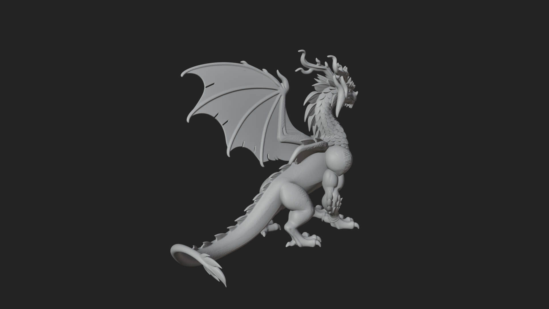 Winged Dragon Statue Design 28 3D Print Model 3D Model