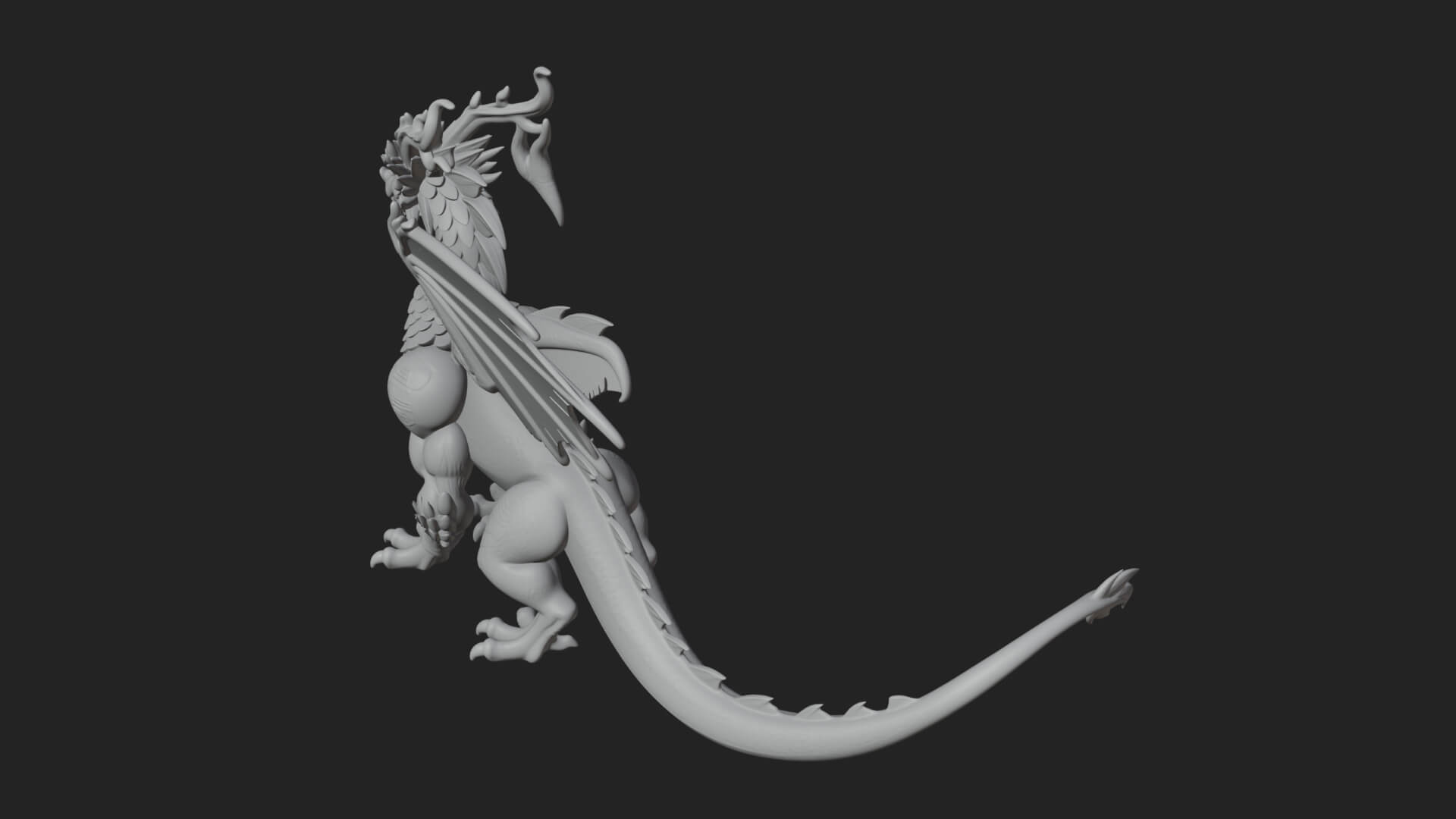 Winged Dragon Statue Design 28 3D Print Model 3D Model
