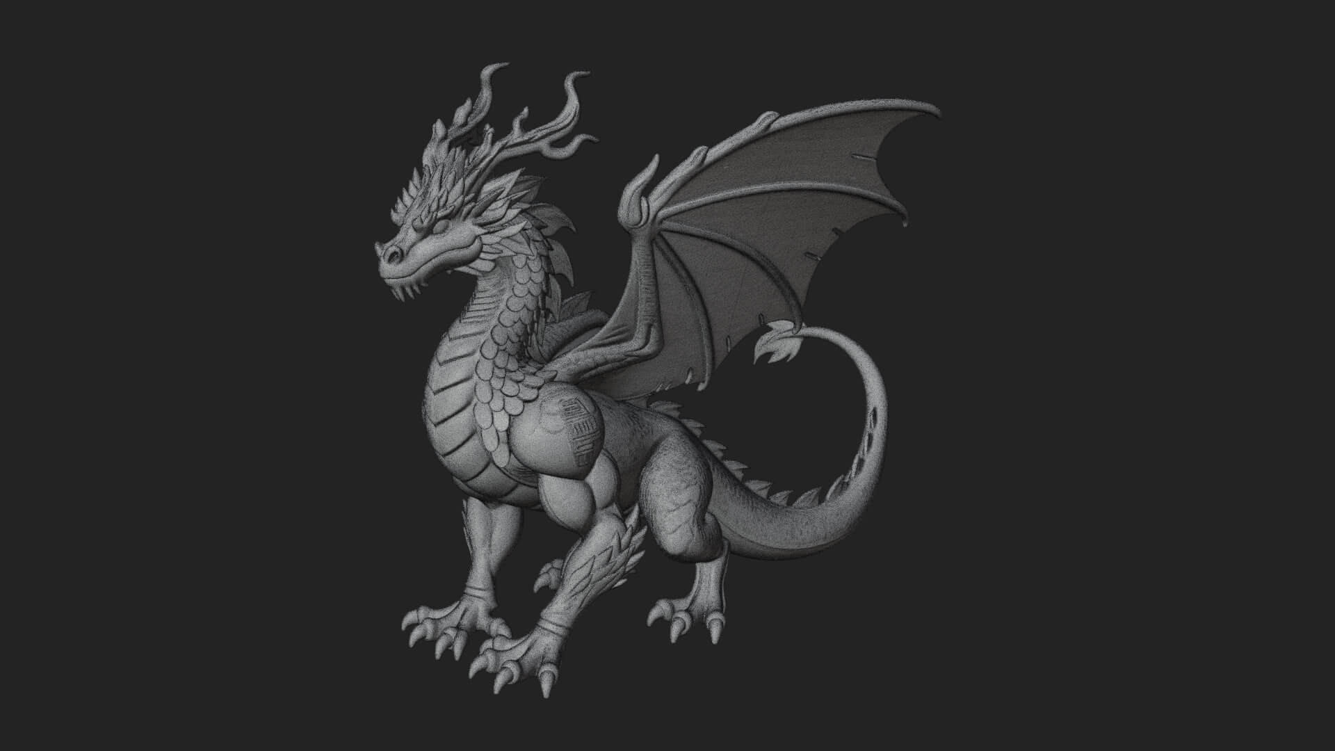 Winged Dragon Statue Design 28 3D Print Model 3D Model