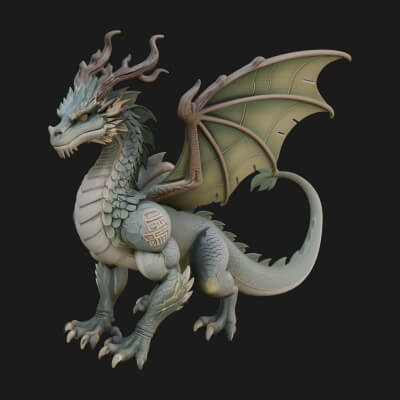 Winged Dragon Statue Design 28 3D Print Model