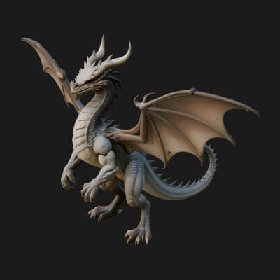 Winged Dragon Statue Design 29 3D Print Model