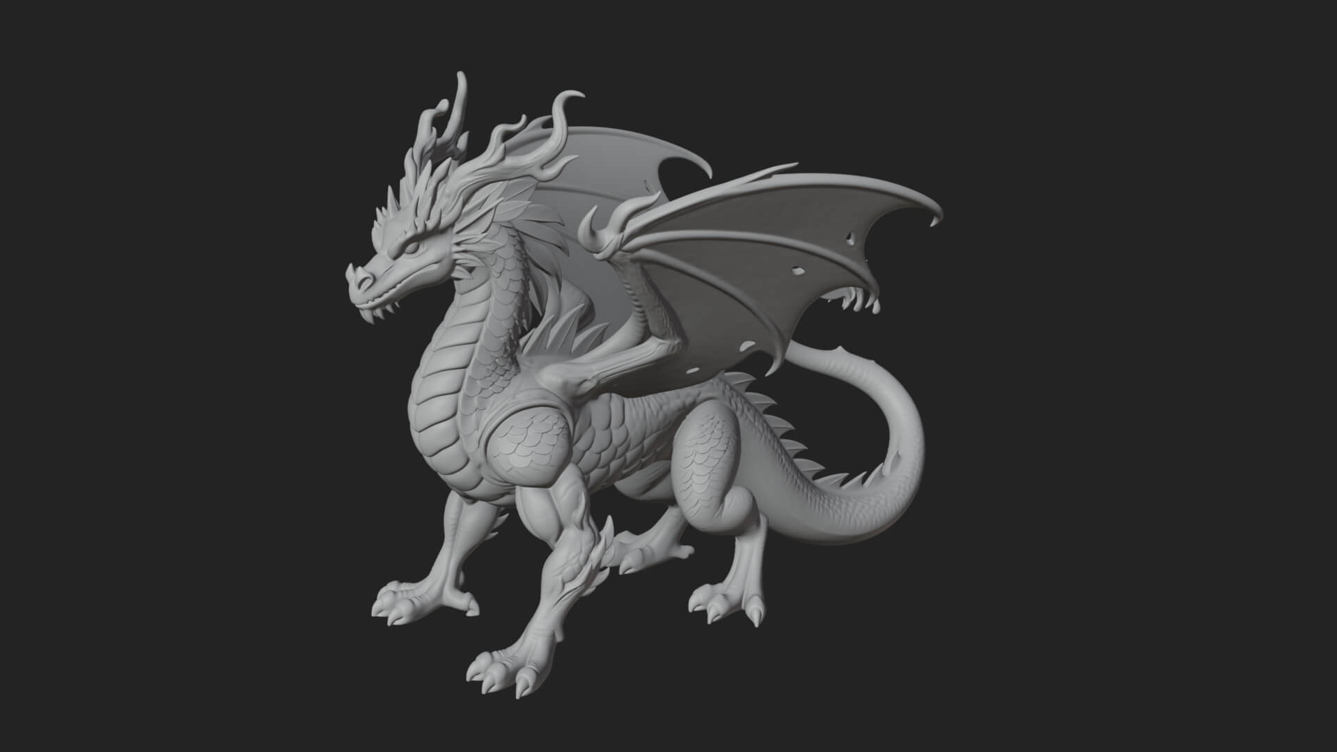 Winged Dragon Statue Design 30 3D Print Model 3D Model