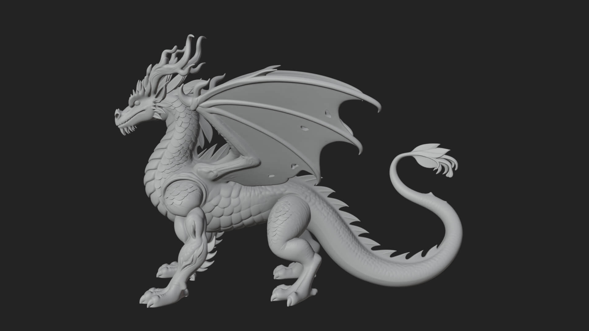 Winged Dragon Statue Design 30 3D Print Model 3D Model