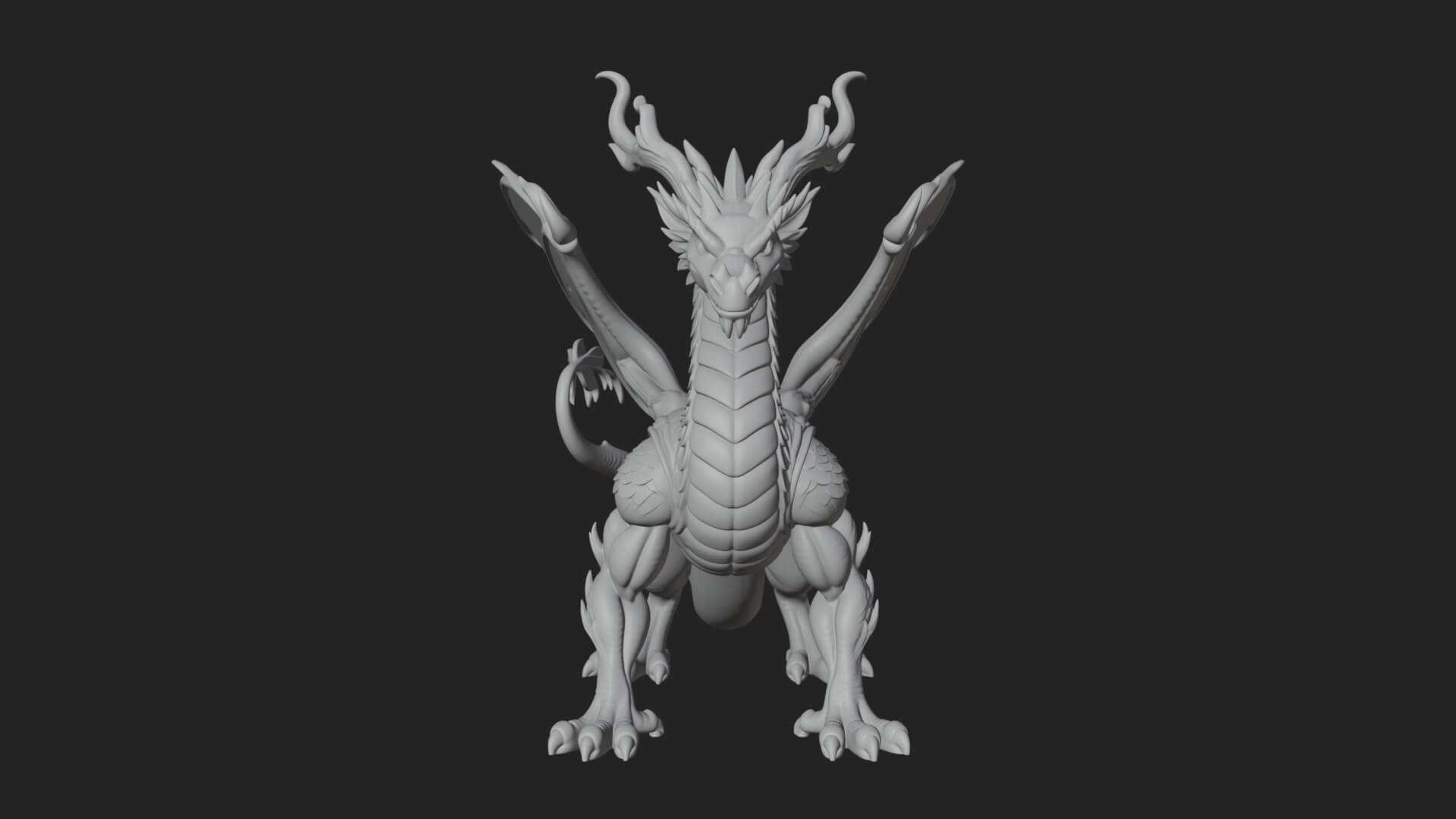 Winged Dragon Statue Design 30 3D Print Model 3D Model