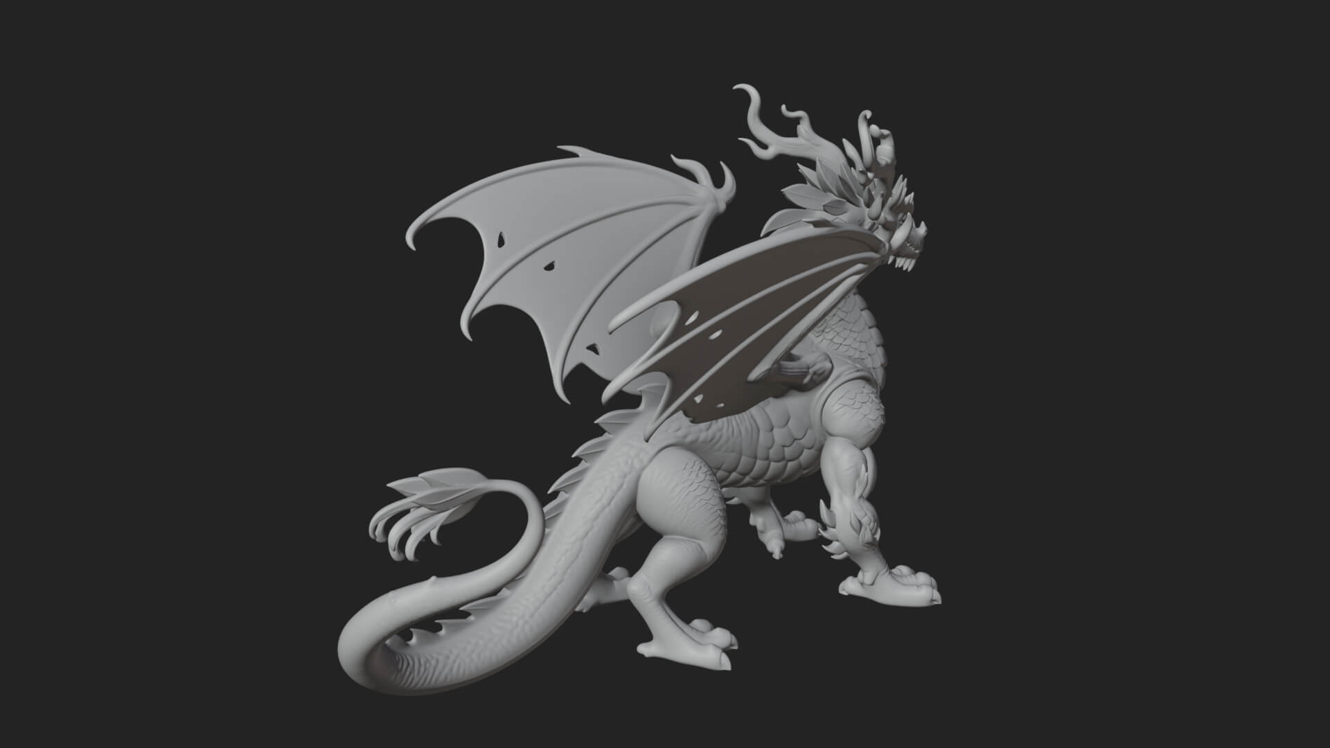 Winged Dragon Statue Design 30 3D Print Model 3D Model