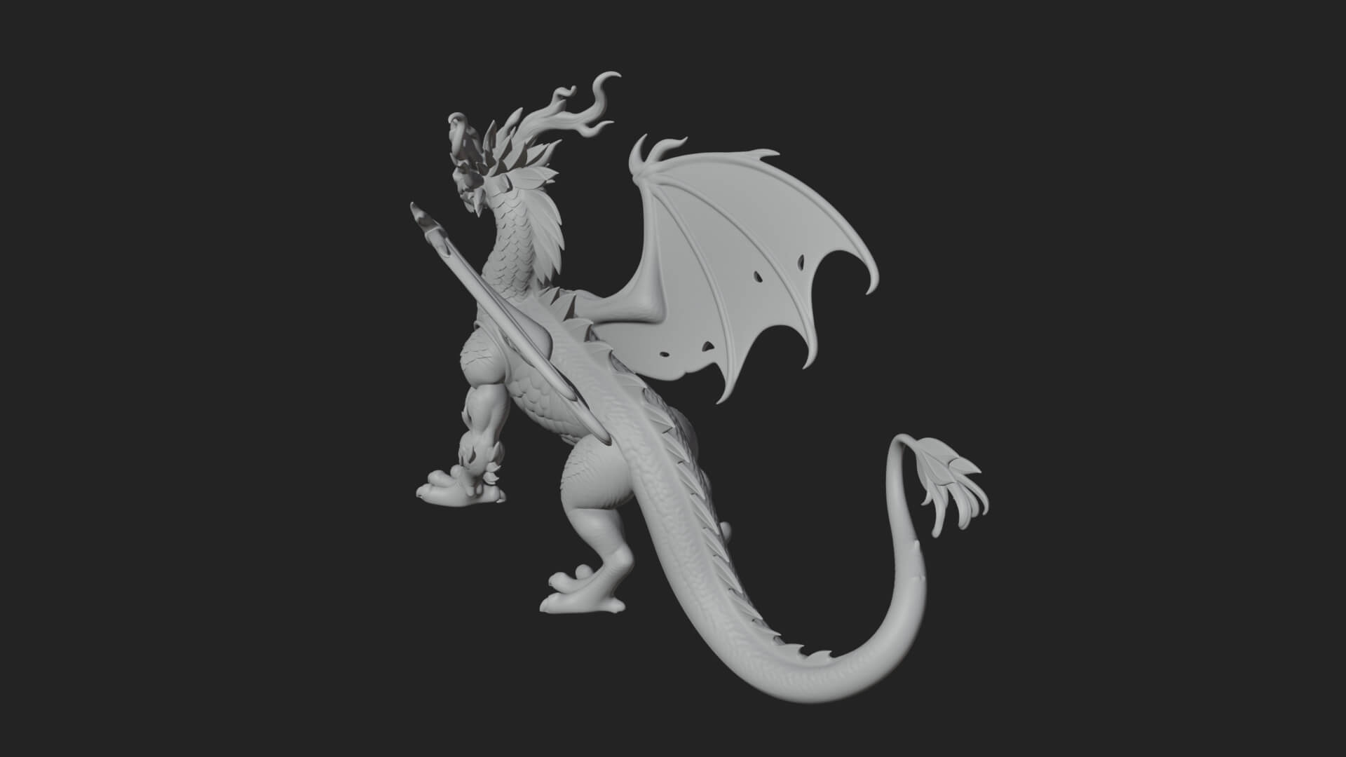 Winged Dragon Statue Design 30 3D Print Model 3D Model