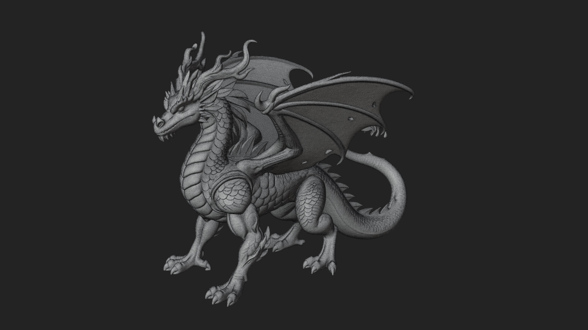 Winged Dragon Statue Design 30 3D Print Model 3D Model
