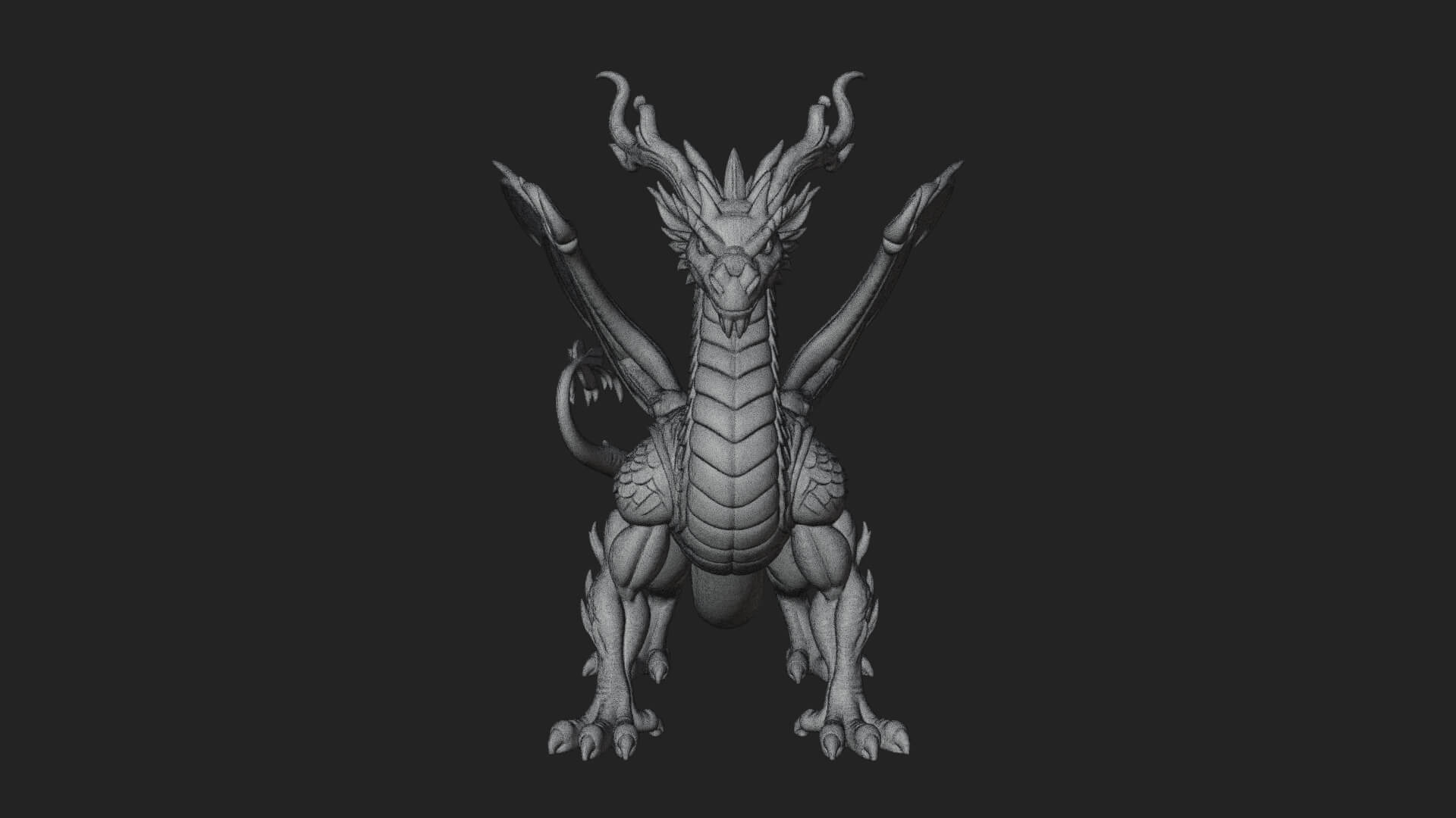 Winged Dragon Statue Design 30 3D Print Model 3D Model