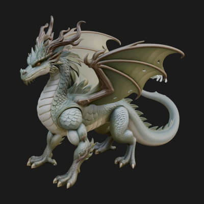 Winged Dragon Statue Design 30 3D Print Model