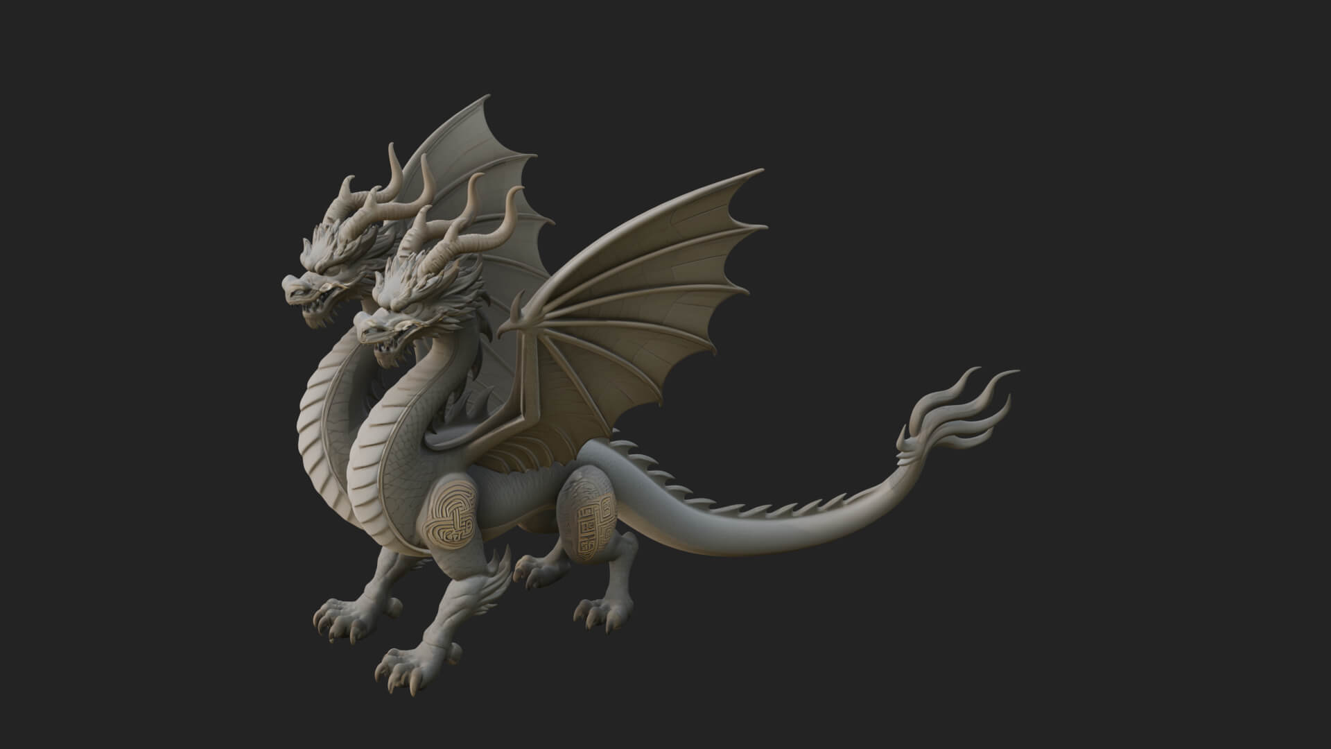 Winged Dragon Statue Design 32 3D Print Model 3D Model