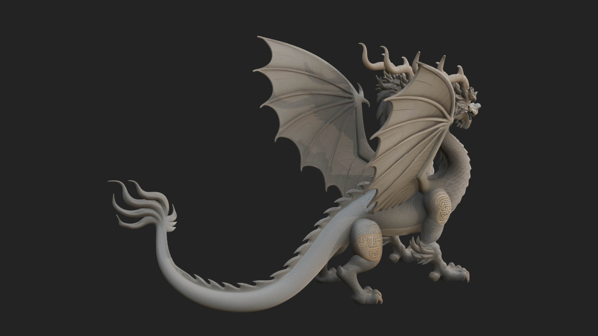 Winged Dragon Statue Design 32 3D Print Model 3D Model