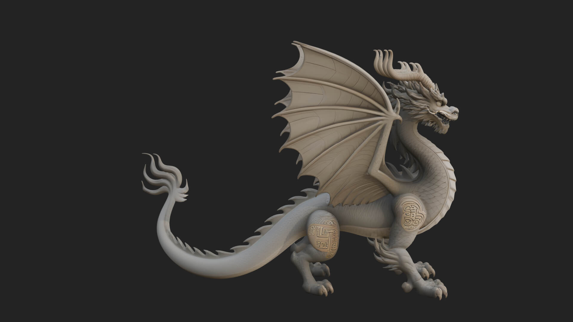 Winged Dragon Statue Design 32 3D Print Model 3D Model