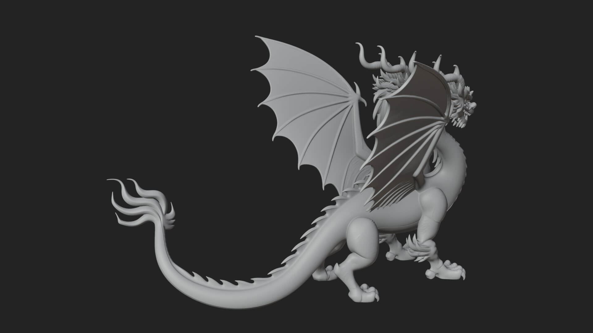Winged Dragon Statue Design 32 3D Print Model 3D Model