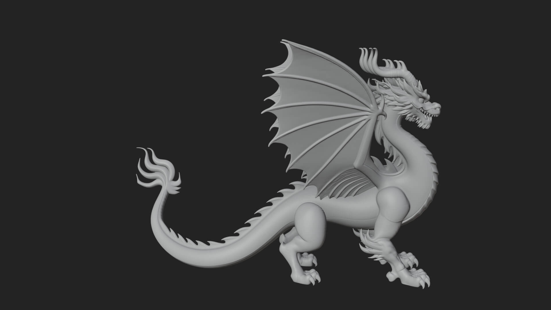 Winged Dragon Statue Design 32 3D Print Model 3D Model