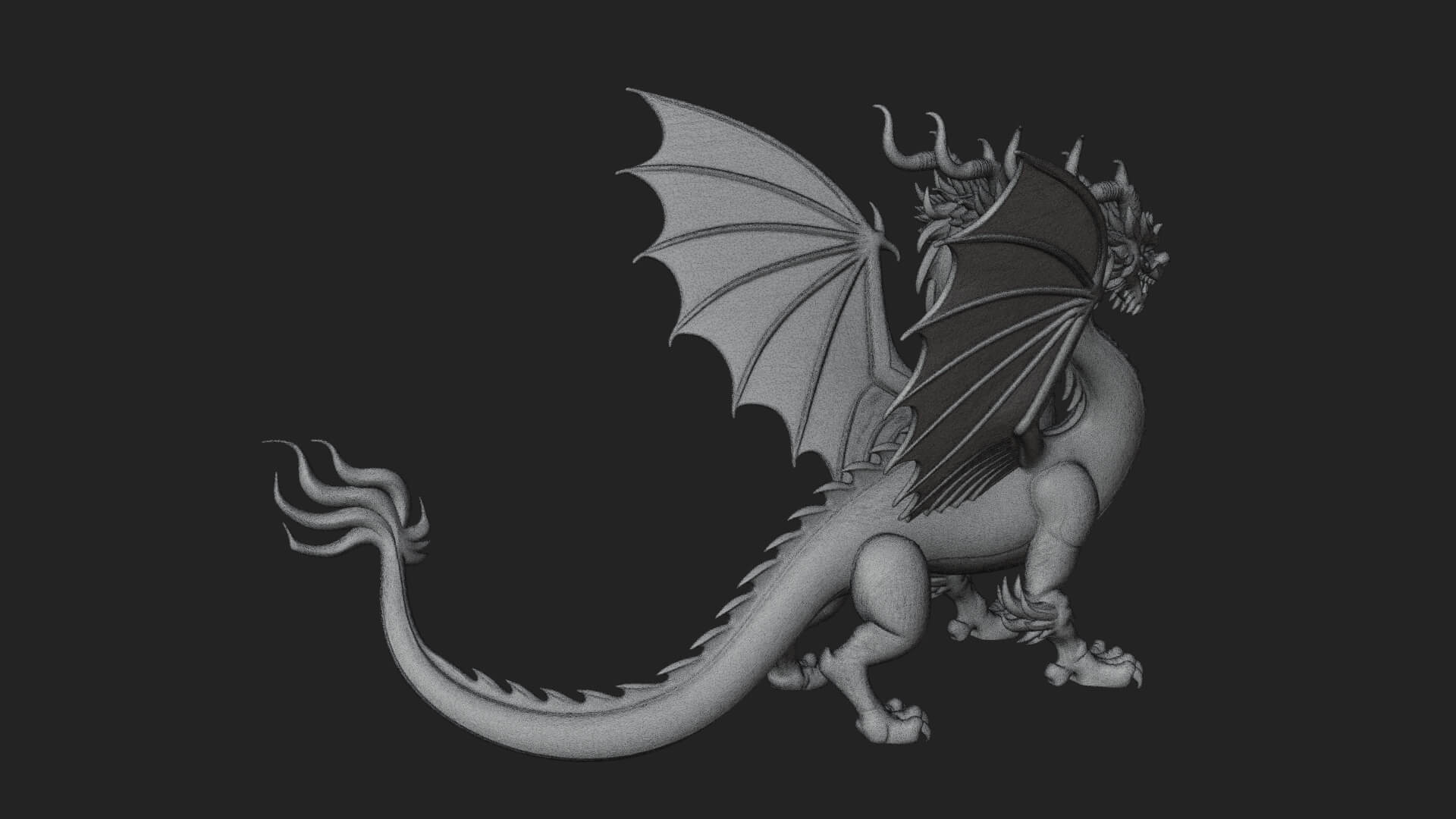 Winged Dragon Statue Design 32 3D Print Model 3D Model