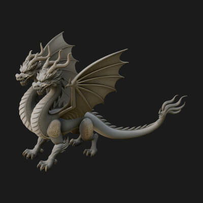 Winged Dragon Statue Design 32 3D Print Model
