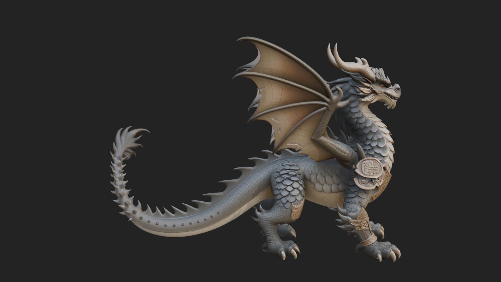 Winged Dragon Statue Design 33 3D Print Model 3D Model