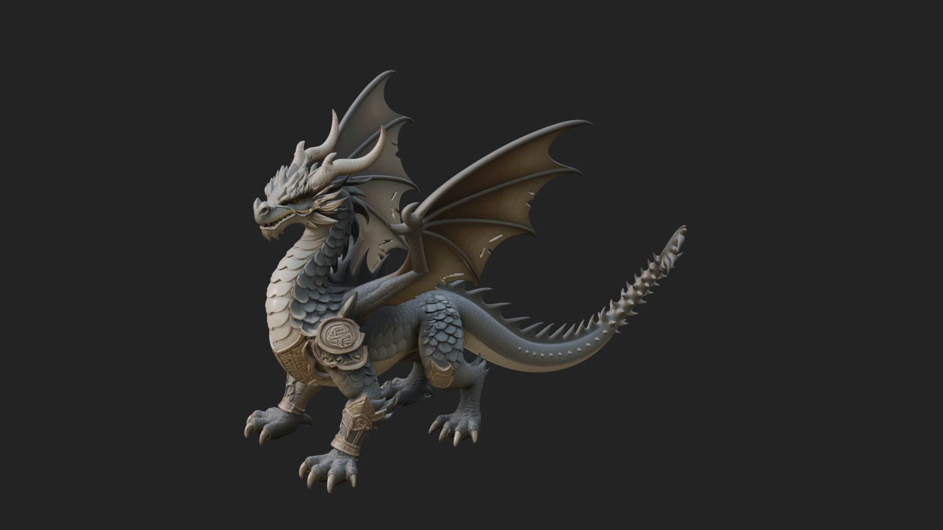 Winged Dragon Statue Design 33 3D Print Model 3D Model