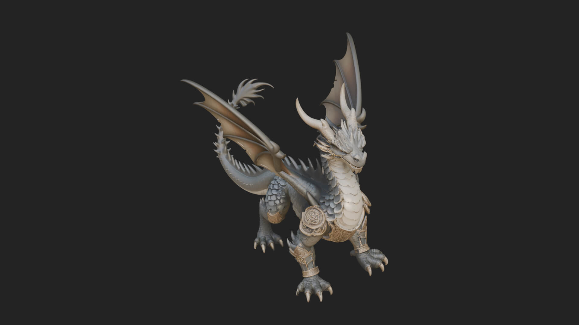 Winged Dragon Statue Design 33 3D Print Model 3D Model