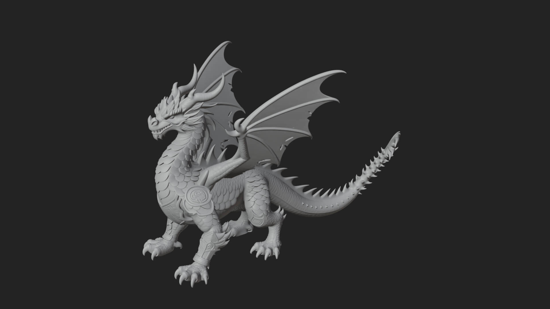 Winged Dragon Statue Design 33 3D Print Model 3D Model