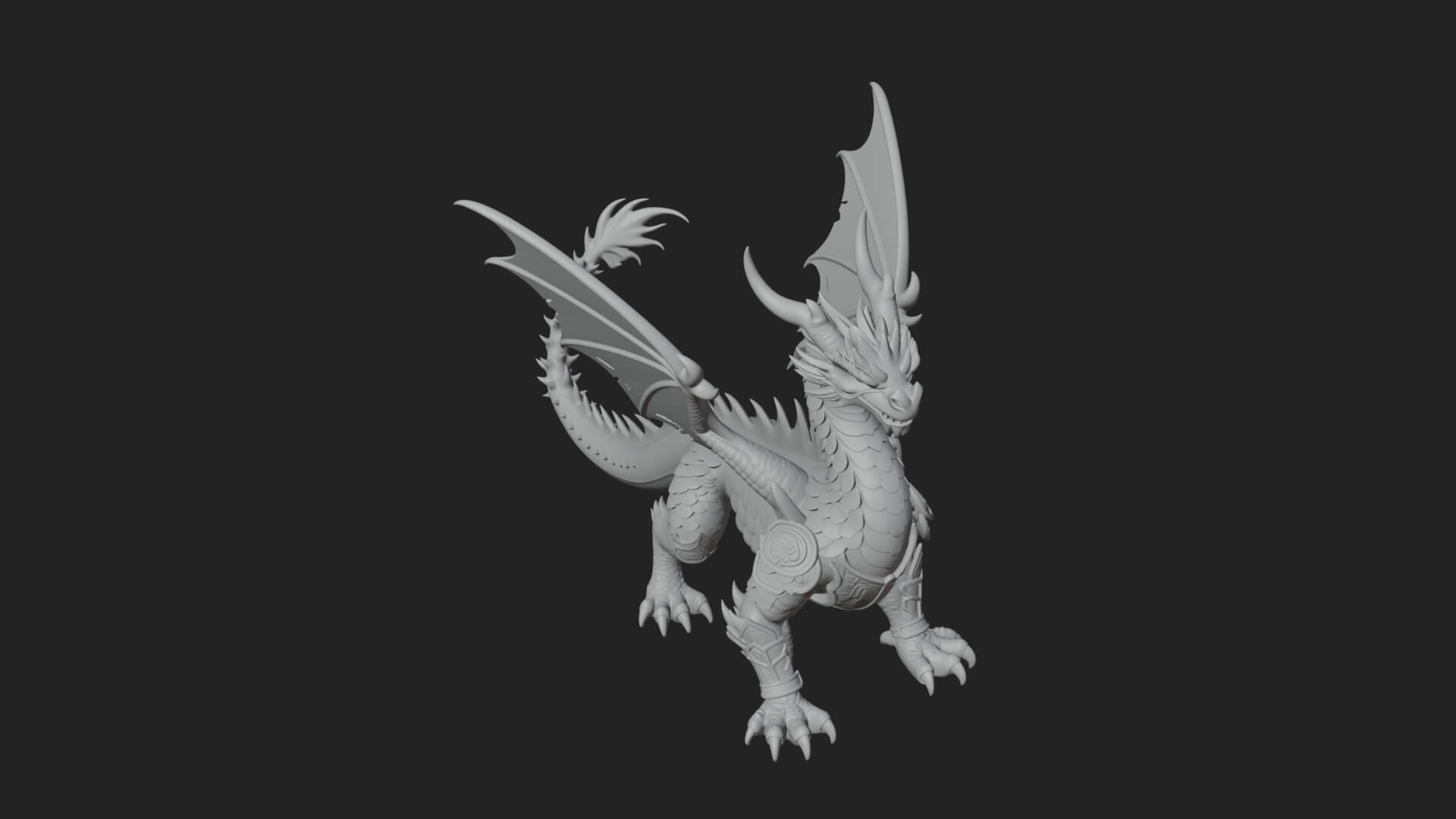 Winged Dragon Statue Design 33 3D Print Model 3D Model