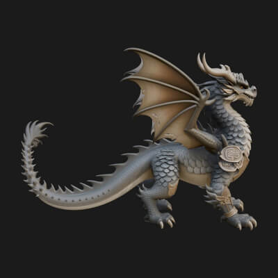 Winged Dragon Statue Design 33 3D Print Model