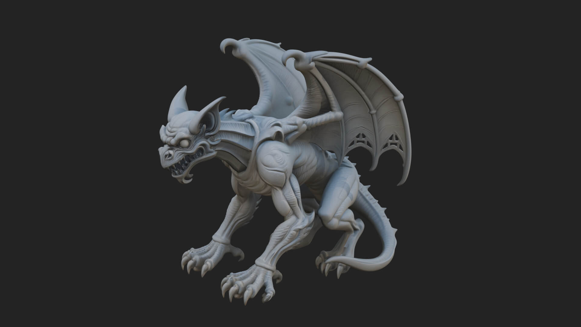 Winged Dragon Statue Design 34 3D Print Model 3D Model