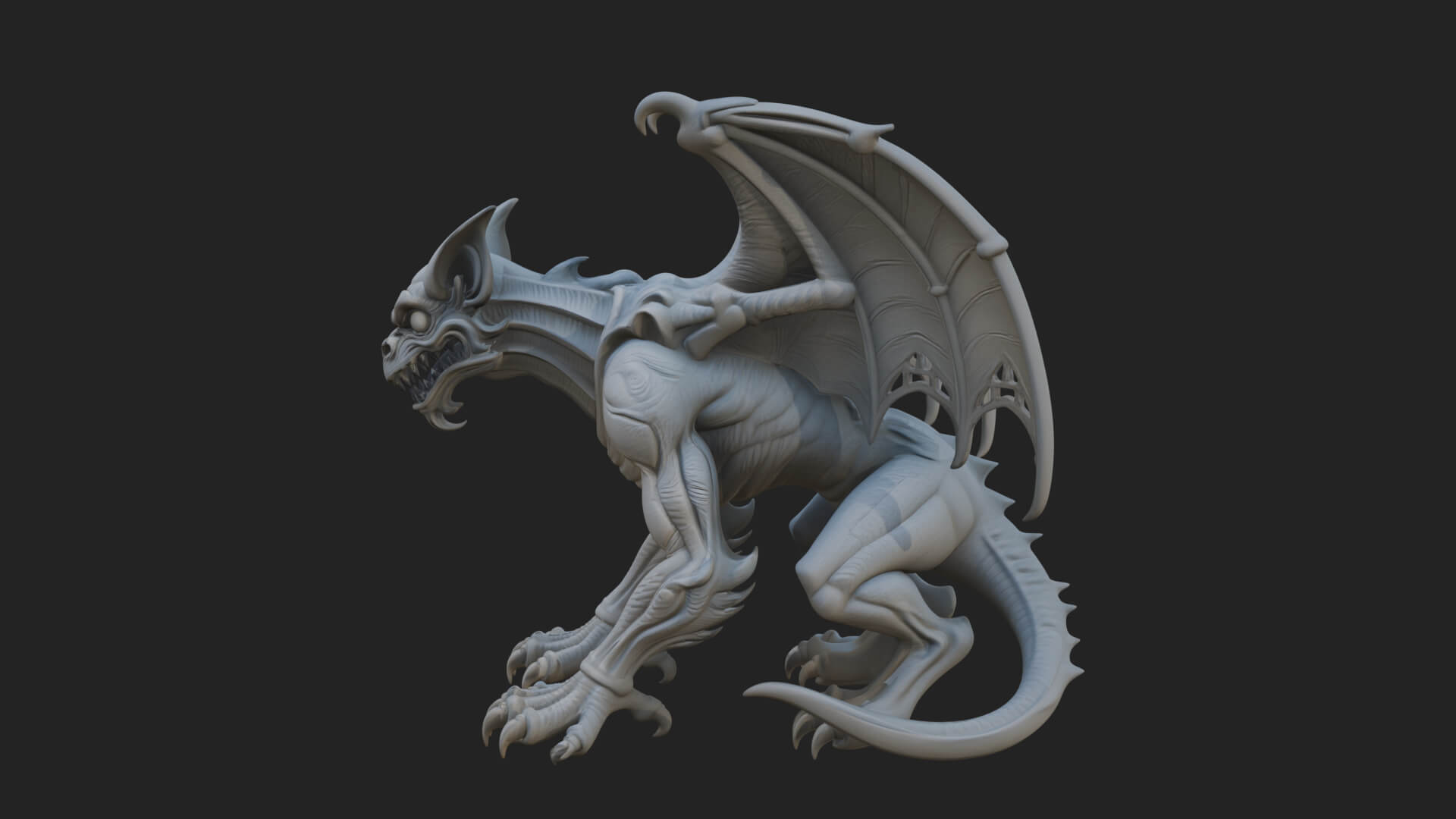 Winged Dragon Statue Design 34 3D Print Model 3D Model