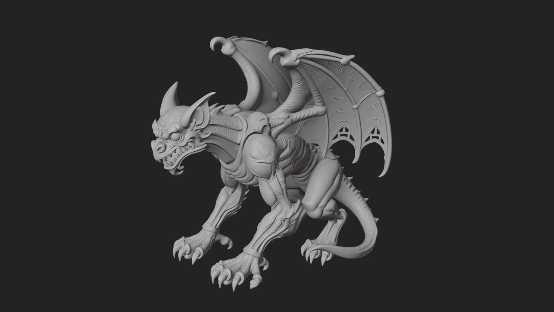 Winged Dragon Statue Design 34 3D Print Model 3D Model