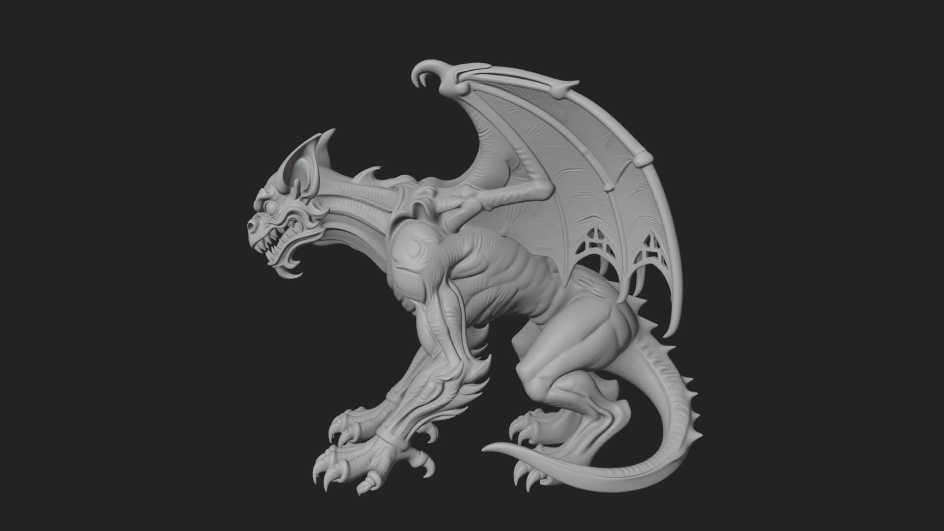 Winged Dragon Statue Design 34 3D Print Model 3D Model