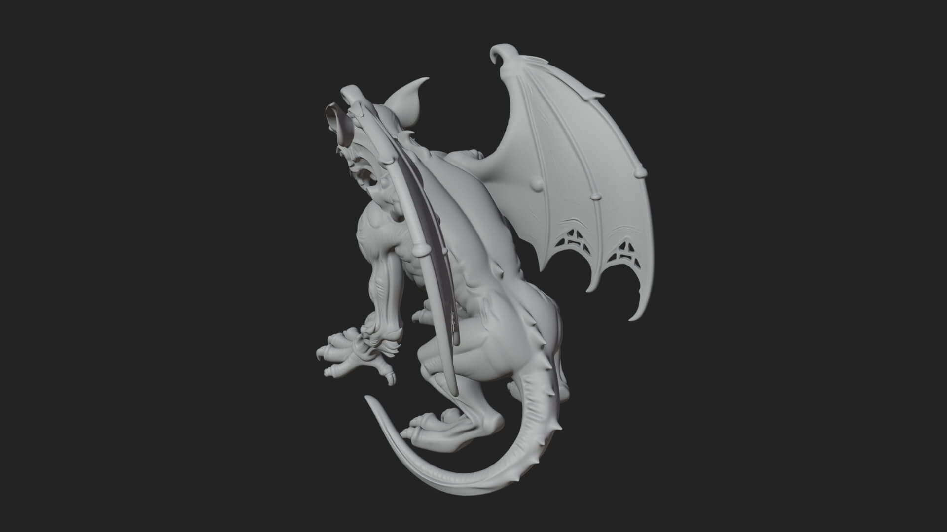 Winged Dragon Statue Design 34 3D Print Model 3D Model