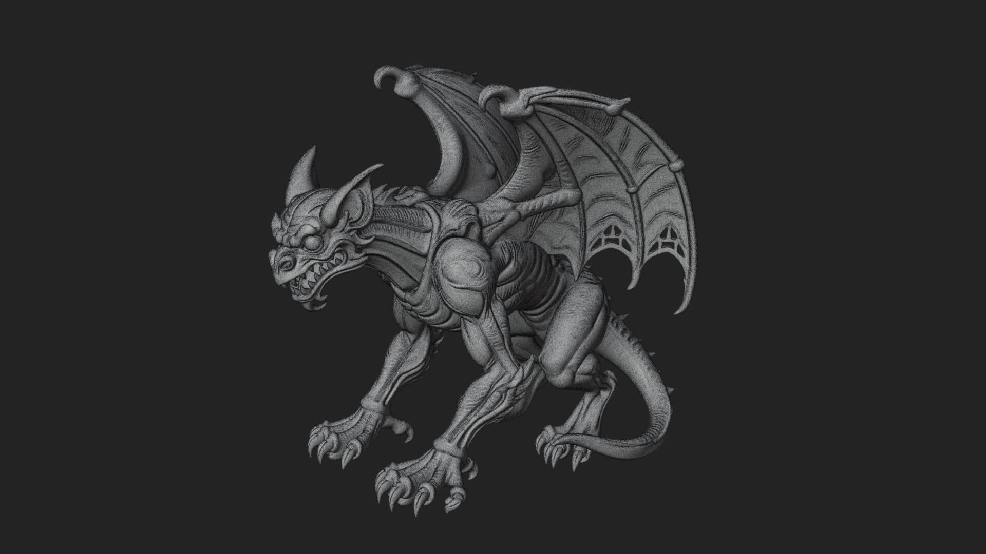 Winged Dragon Statue Design 34 3D Print Model 3D Model