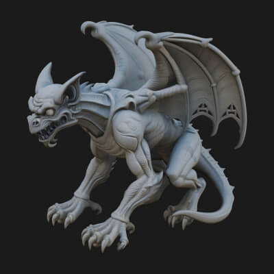 Winged Dragon Statue Design 34 3D Print Model
