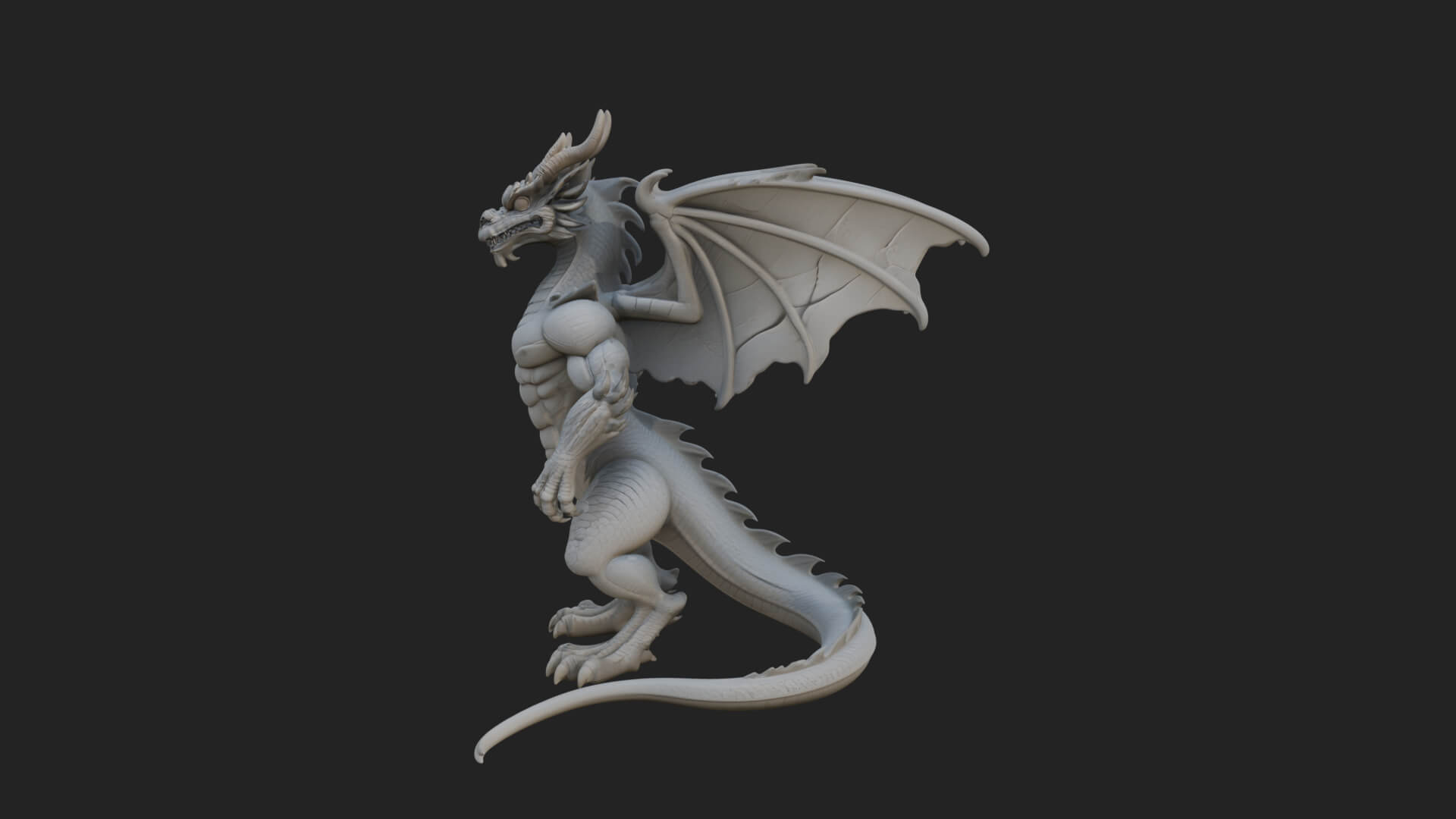 Winged Dragon Statue Design 35 3D Print Model 3D Model
