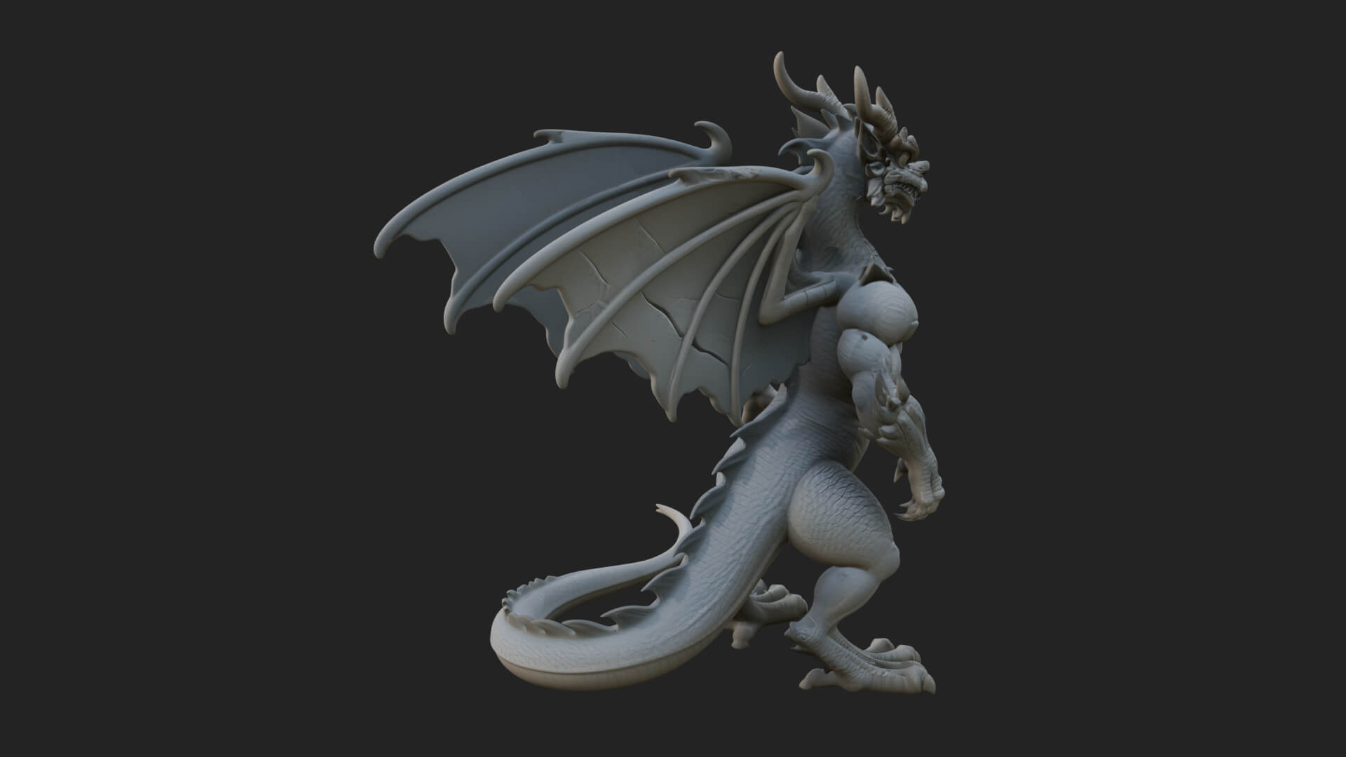 Winged Dragon Statue Design 35 3D Print Model 3D Model