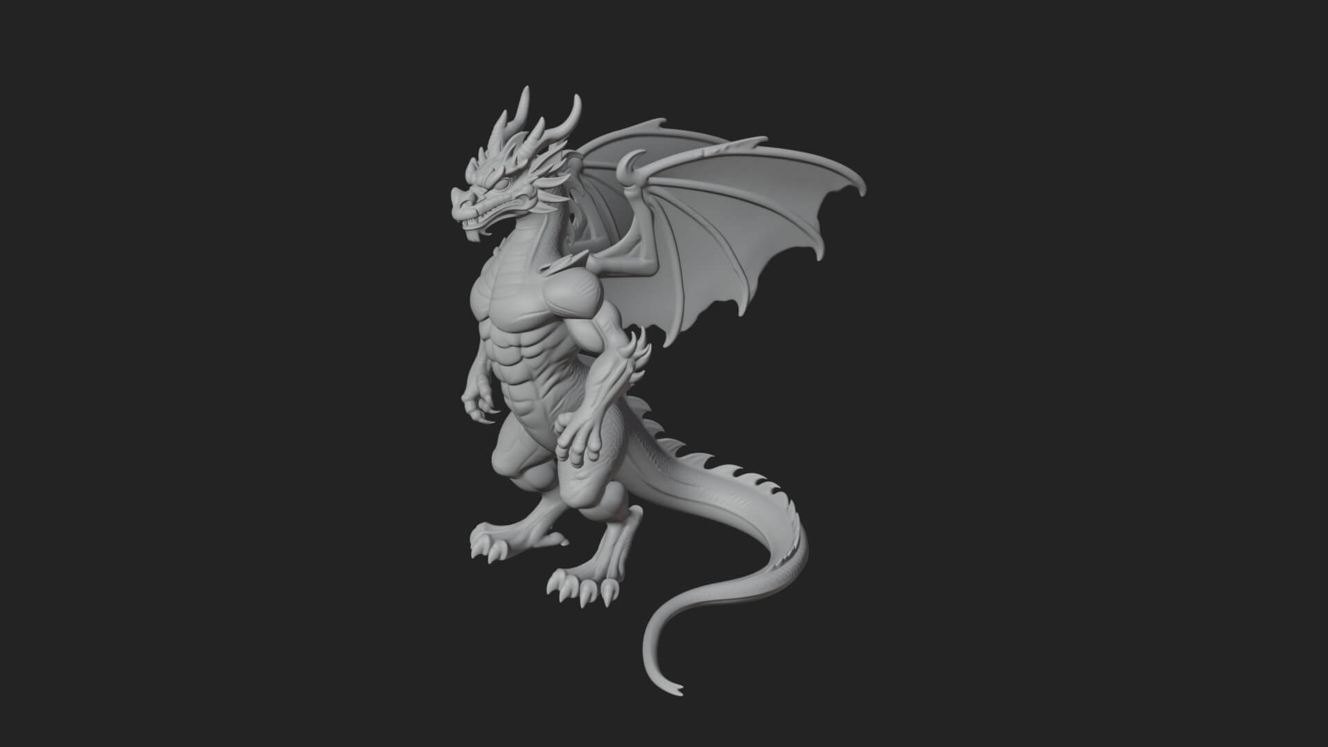 Winged Dragon Statue Design 35 3D Print Model 3D Model