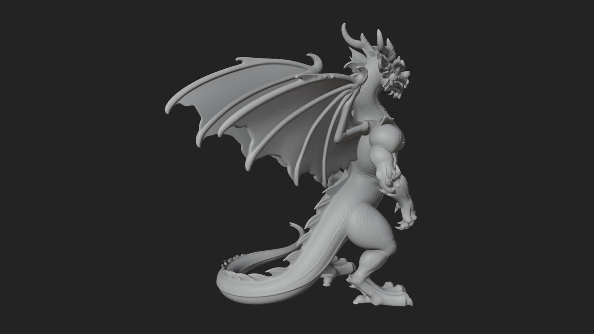 Winged Dragon Statue Design 35 3D Print Model 3D Model