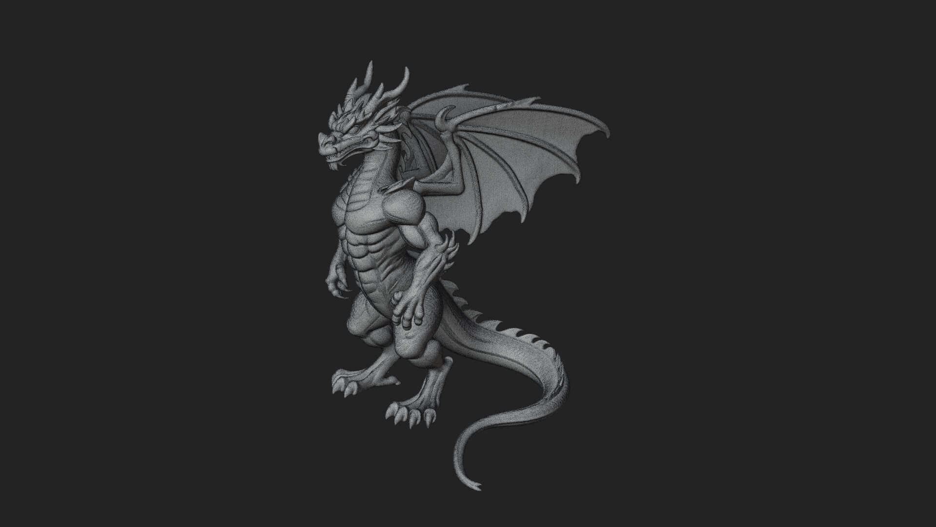 Winged Dragon Statue Design 35 3D Print Model 3D Model