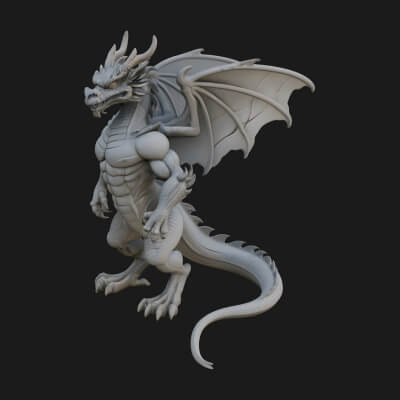 Winged Dragon Statue Design 35 3D Print Model