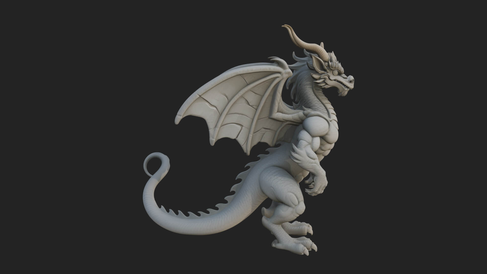 Winged Dragon Statue Design 36 3D Print Model 3D Model