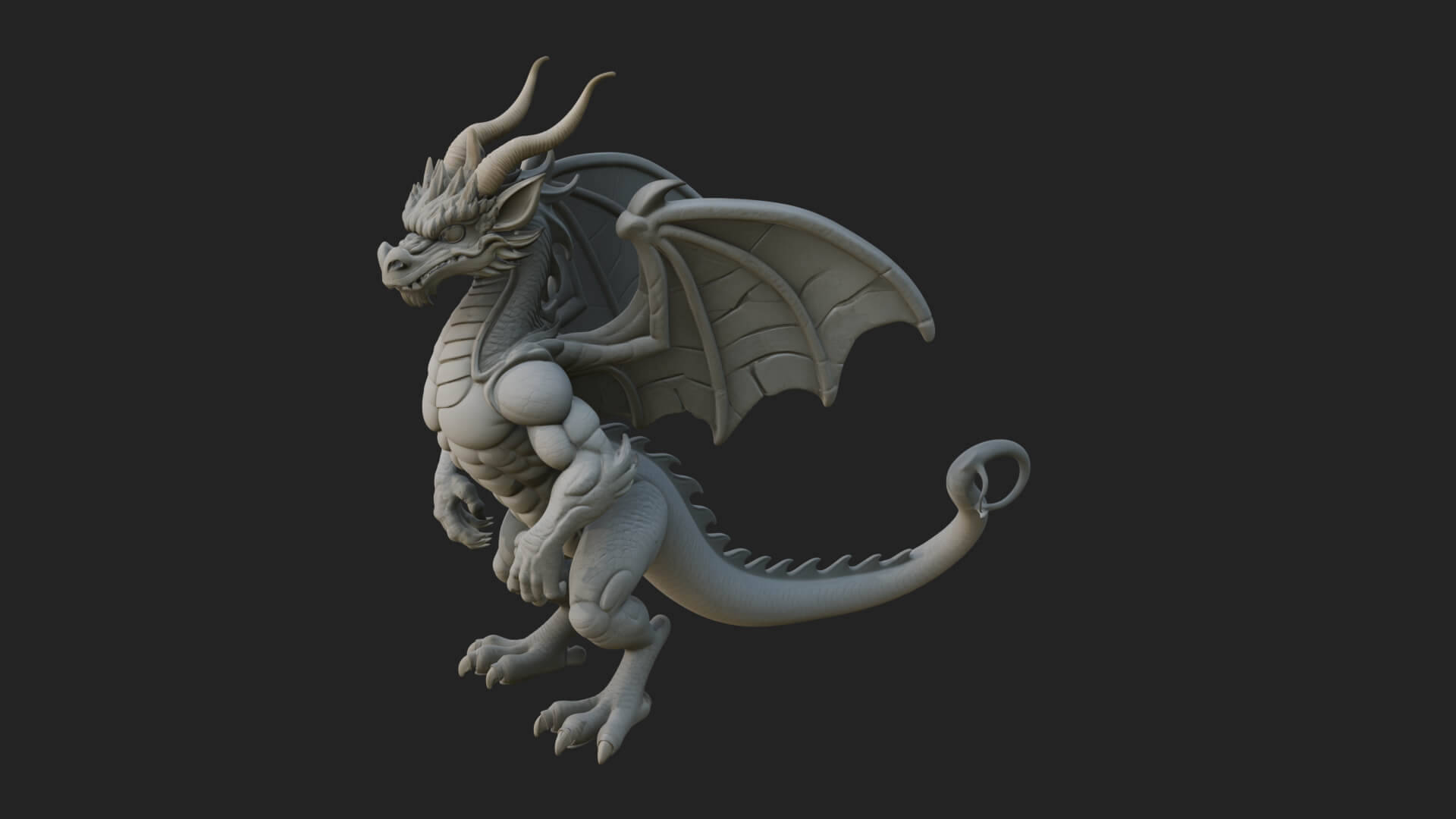 Winged Dragon Statue Design 36 3D Print Model 3D Model