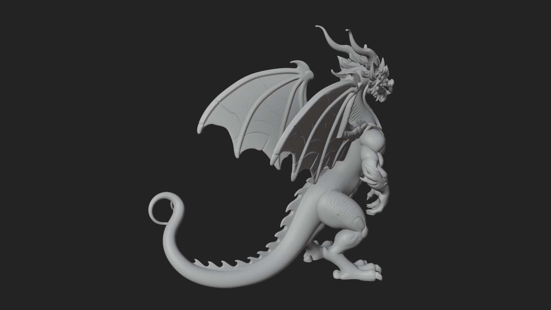 Winged Dragon Statue Design 36 3D Print Model 3D Model