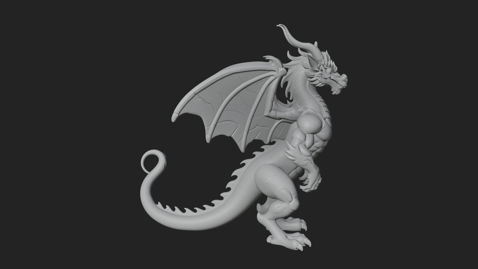 Winged Dragon Statue Design 36 3D Print Model 3D Model