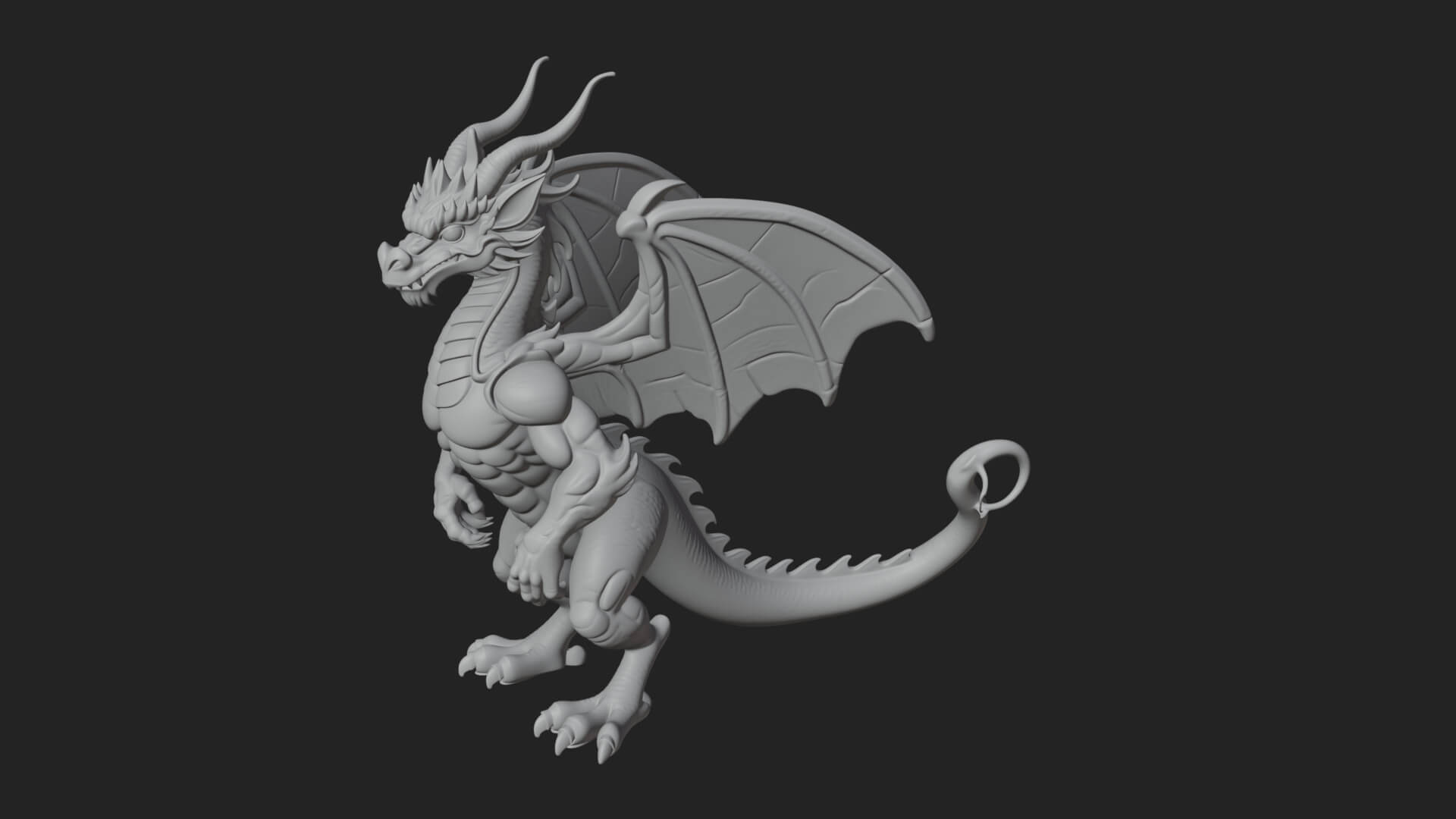 Winged Dragon Statue Design 36 3D Print Model 3D Model